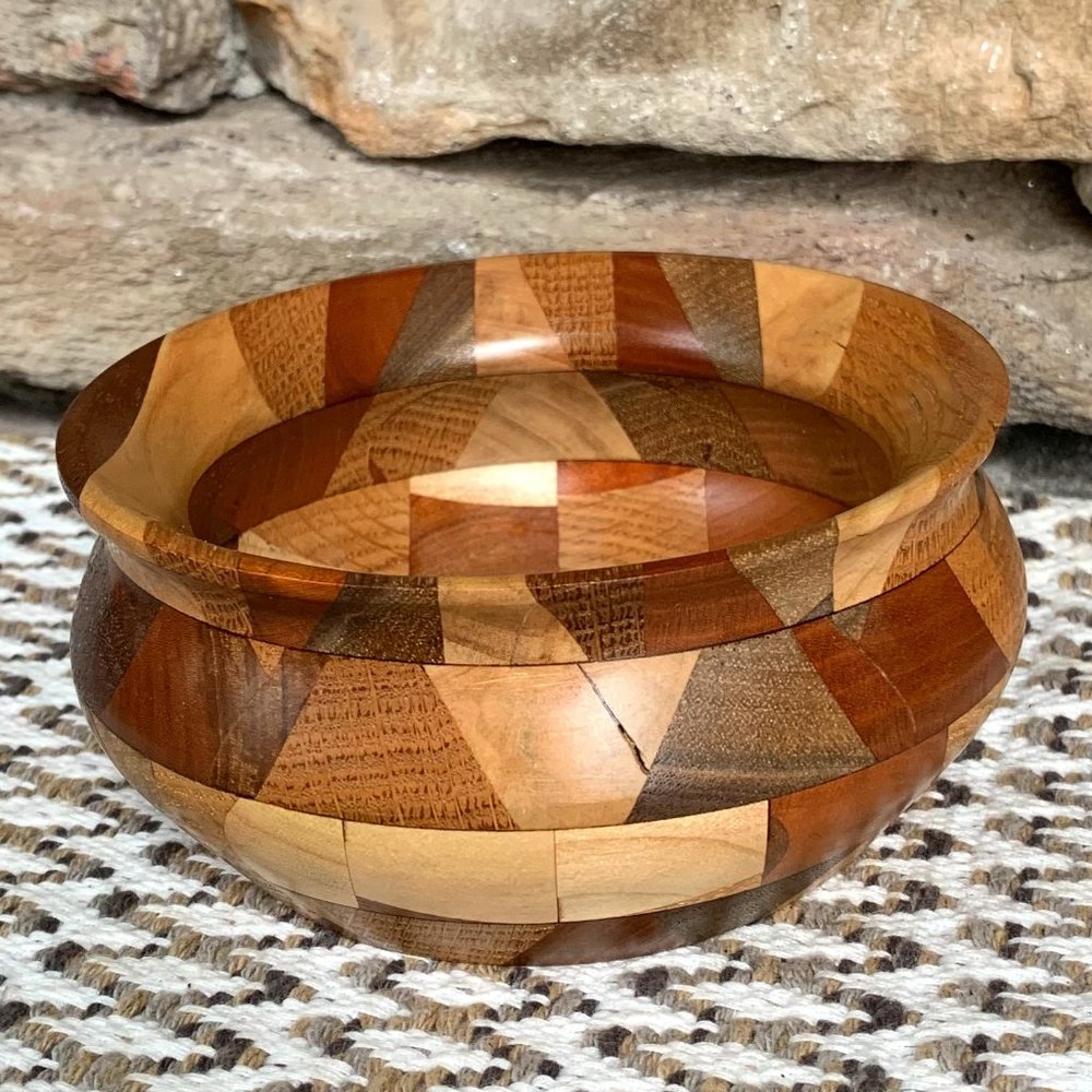 Wood Segmented Hand Crafted Bowl Artisan Signed